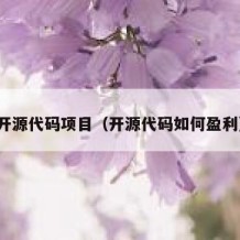 开源代码项目（开源代码如何盈利）