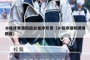 小程序带源码后台程序开发（小程序源码使用教程）