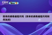 简单的病毒编程代码（简单的病毒编程代码如何关闭）