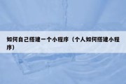 如何自己搭建一个小程序（个人如何搭建小程序）