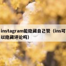 instagram能隐藏自己赞（ins可以隐藏评论吗）