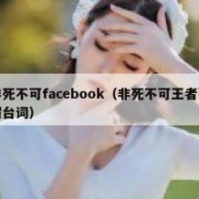 非死不可facebook（非死不可王者荣耀台词）