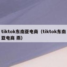 tiktok东南亚电商（tiktok东南亚电商 燕）