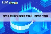 自学开发工程师需要哪些知识（自学程序开发）