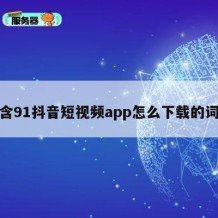 包含91抖音短视频app怎么下载的词条