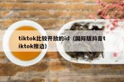 tiktok比较开放的id（国际版抖音tiktok擦边）