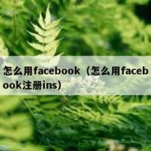 怎么用facebook（怎么用facebook注册ins）