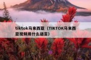 tiktok马来西亚（TIKTOK马来西亚视频用什么语言）