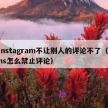 instagram不让别人的评论不了（ins怎么禁止评论）