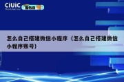 怎么自己搭建微信小程序（怎么自己搭建微信小程序账号）