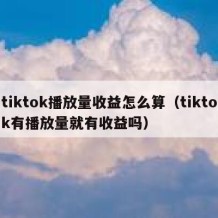 tiktok播放量收益怎么算（tiktok有播放量就有收益吗）