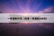 一夜涨粉60万（抖音一天涨粉100万）