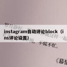 instagram自动评论block（ins评论设置）