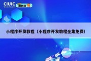 小程序开发教程（小程序开发教程全集免费）