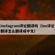 instagram评论翻译吗（ins评论翻译怎么翻译成中文）