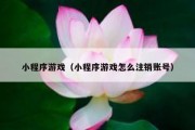 小程序游戏（小程序游戏怎么注销账号）