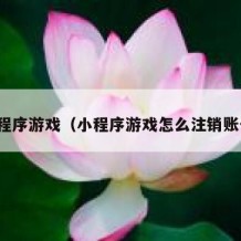 小程序游戏（小程序游戏怎么注销账号）