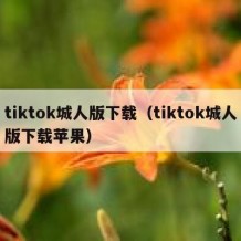 tiktok城人版下载（tiktok城人版下载苹果）