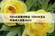 tiktok关键词擦边（tiktok怎么开启成人设置2023）