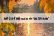 免费引流客源最快方法（如何免费引流推广）