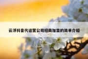 云浮抖音代运营公司招商加盟的简单介绍