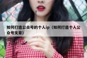 如何打造公众号的个人ip（如何打造个人公众号文章）