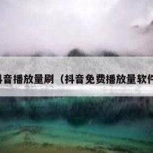 抖音播放量刷（抖音免费播放量软件）