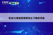 包含91微信短视频怎么下载的词条