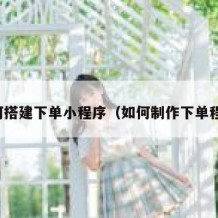 如何搭建下单小程序（如何制作下单程序）