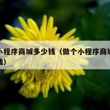 搭建小程序商城多少钱（做个小程序商城大约多少钱）