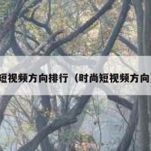 短视频方向排行（时尚短视频方向）