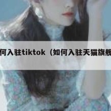 如何入驻tiktok（如何入驻天猫旗舰店）