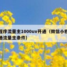 小程序流量主1000uv开通（微信小程序开通流量主条件）