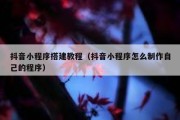 抖音小程序搭建教程（抖音小程序怎么制作自己的程序）