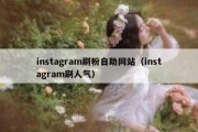 instagram刷粉自助网站（instagram刷人气）