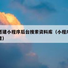 如何搭建小程序后台搜索资料库（小程序搜索在哪里）
