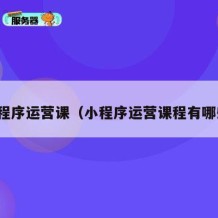 小程序运营课（小程序运营课程有哪些）