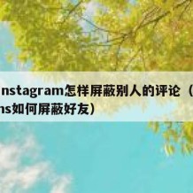 instagram怎样屏蔽别人的评论（ins如何屏蔽好友）