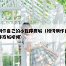 如何制作自己的小程序商城（如何制作自己的小程序商城视频）