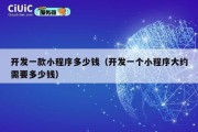 开发一款小程序多少钱（开发一个小程序大约需要多少钱）