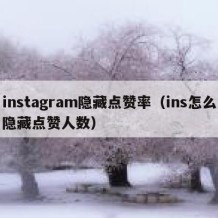 instagram隐藏点赞率（ins怎么隐藏点赞人数）