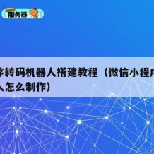 小程序转码机器人搭建教程（微信小程序转码机器人怎么制作）