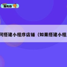 如何搭建小程序店铺（如果搭建小程序）