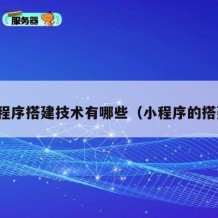 小程序搭建技术有哪些（小程序的搭建）