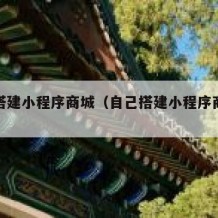 自己搭建小程序商城（自己搭建小程序商城怎么弄）