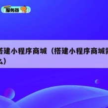 自己搭建小程序商城（搭建小程序商城需要认证什么）