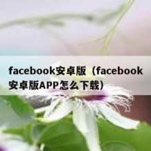 facebook安卓版（facebook安卓版APP怎么下载）