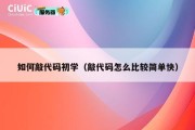 如何敲代码初学（敲代码怎么比较简单快）