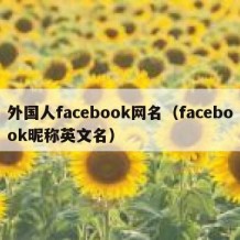 外国人facebook网名（facebook昵称英文名）