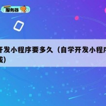 自学开发小程序要多久（自学开发小程序要多久完成）
